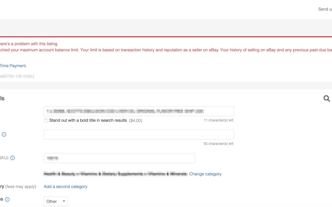 Tidak boleh buat listing di ebay selepas banyak buat jualan, ini penyelesaiannya