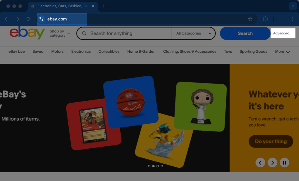 cara menjual eBay dengan guna advanced search 1