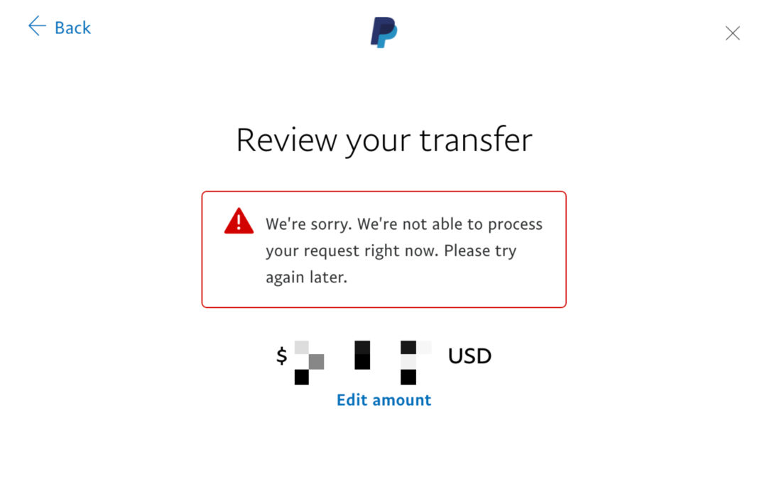 Masalah gagal keluarkan duit dari PayPal