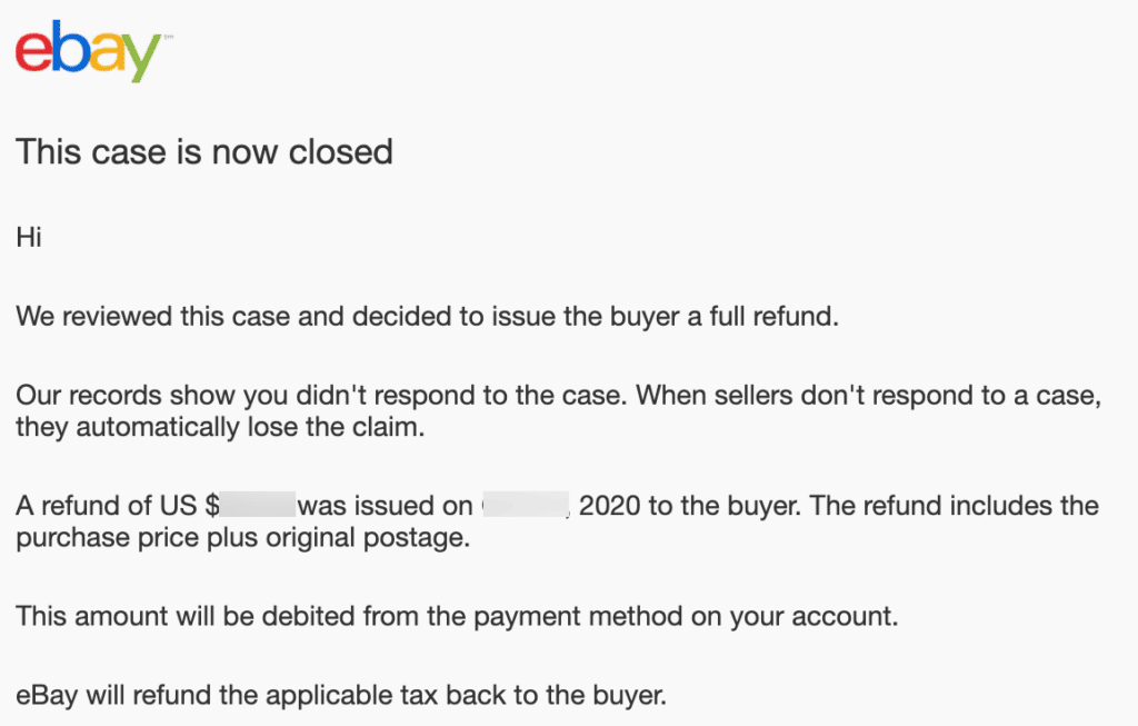 Sisi gelap eBay closed case without seller resolution