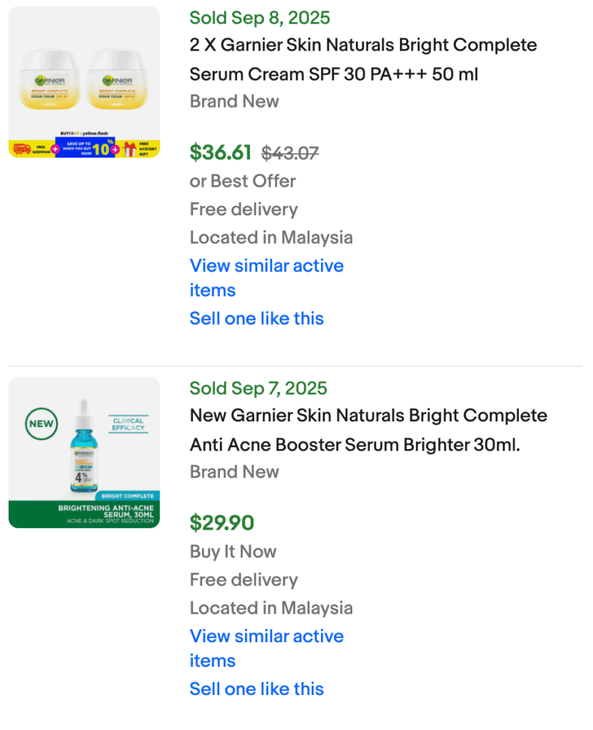 cara berniaga eBay dengan jual garnier