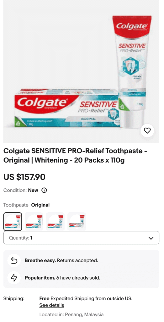 colgate antara produk malaysia laku eBay